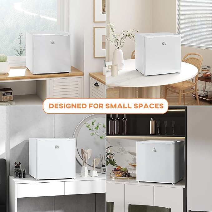 HOMCOM Mini Freezer Countertop, 1.1 Cu.Ft Compact Upright Freezer with Removable Shelves, Reversible Door for Home, Dorm, Apartment and Office, White