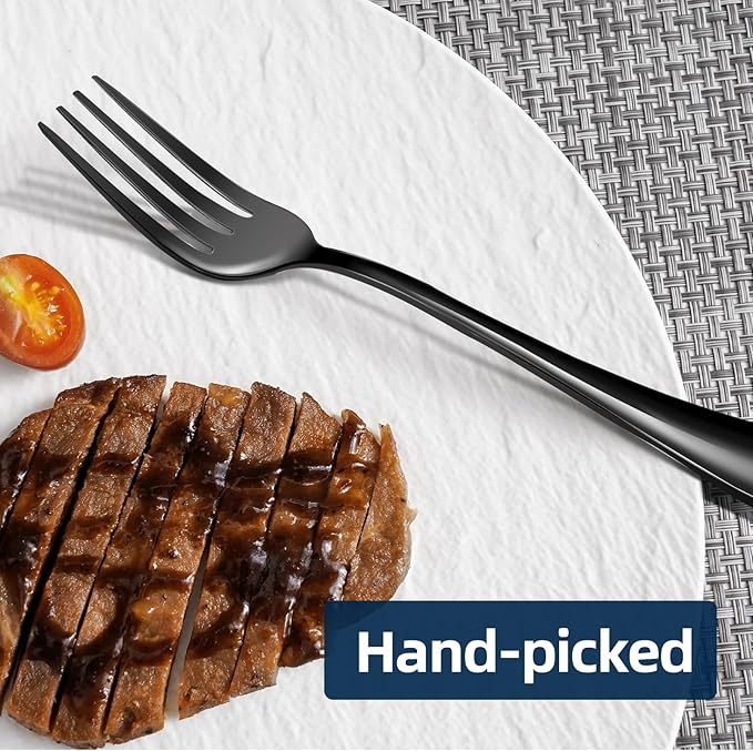 Black Forks 16 Pices Dinner Forks 8 Inches Food Grade forks stainless steel Table Forks Flatware Forks Mirror Polished Sturdy and Durable Dishwasher Safe Great for Home Kitchen or Restaurant