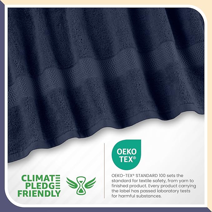 Martex 6-Piece Luxury 100% Cotton Towel Set | Quick Dry | Super Absorbent | Super Soft 100% Ringspun Cotton Towels | 2 Bath Towels | 2 Hand Towels | 2 Wash Cloths | Dark Blue