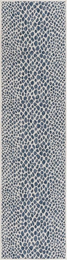 Unique Loom Outdoor Collection Area Rug - Cape Town (2' x 8' Runner, Blue/ Olive)