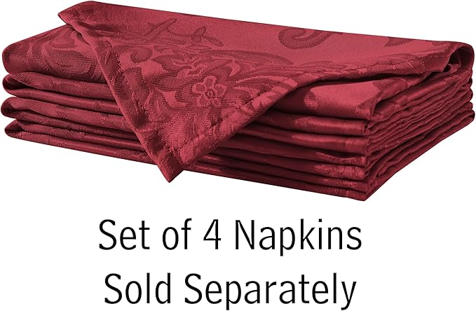 Newbridge Christmas Barcelona Damask Fabric Tablecloth, 70 Inch Round, Burgundy – No Iron, Soil Resistant Table Cover for Dining, Parties and Holidays