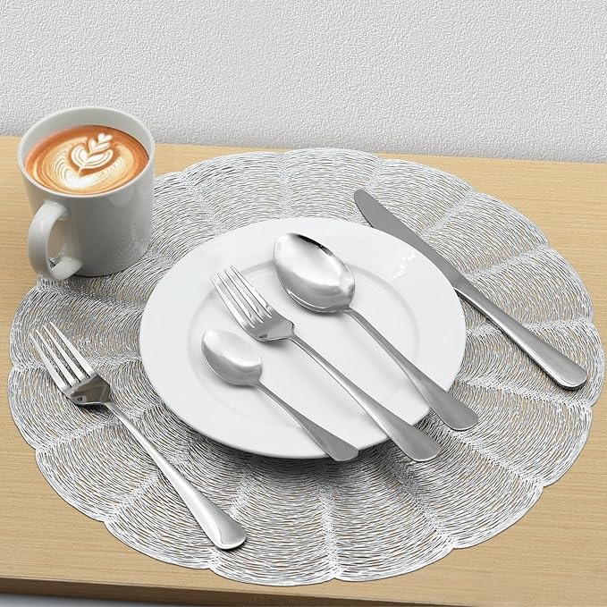 24 pcs Flatware Set, Silverware Set for 6, Knife Fork Spoon, Home Dinnerware Tableware Set for 6, Cutlery Set, Include Knives/Forks/Spoons
