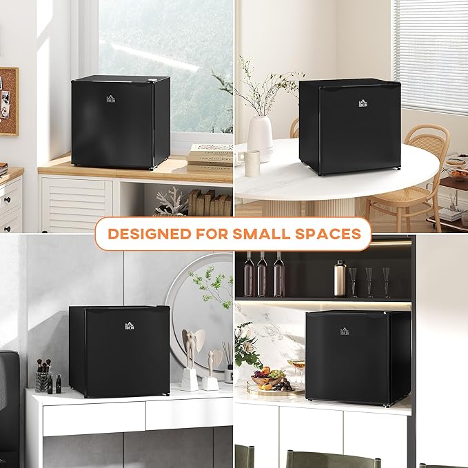 HOMCOM Mini Freezer Countertop, 1.1 Cu.Ft Compact Upright Freezer with Removable Shelves, Reversible Door for Home, Dorm, Apartment and Office, Black