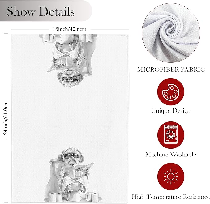 Shih Tzu Gifts Hand Towels for Bathroom Set of 2, Shih Tzu Dog Hand Towels for Washroom Bathroom Decor, 16x24 Inch