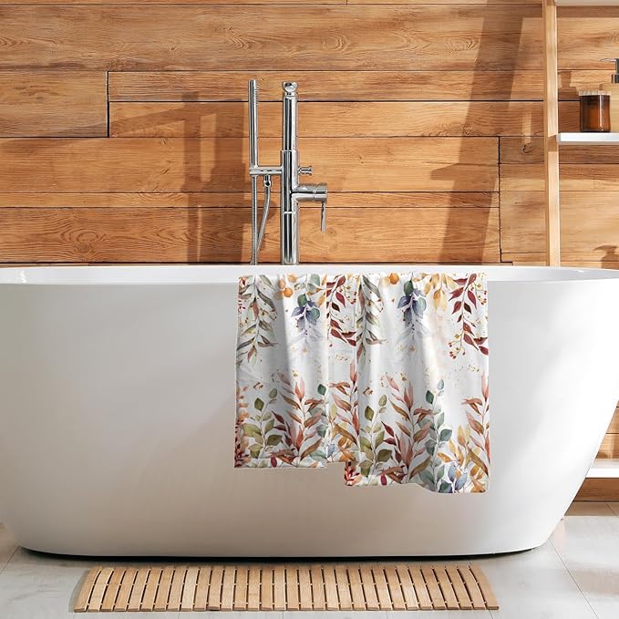 Imiss Colorful Leaves Towels Watercolor Fall Leaf Botanical Decorative Bathroom Towel Set of 2 Multipurpose Bath Guest Towels for Gym,Spa,Hotel Decor,14.4"x 28.3"