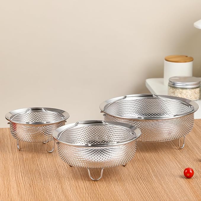 Vegetable Steamer Basket - Stainless Steel Pot Insert for Dumpling, Food Steamers & Cooking | Universal Fit for Most Pots (3 Qt)