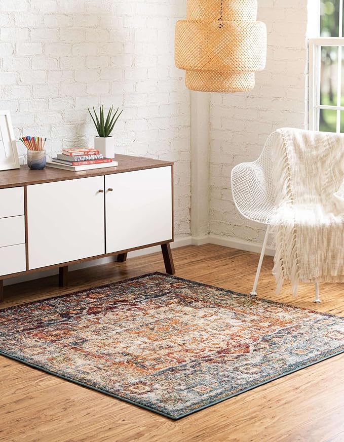 Unique Loom Isabella Collection Area Rug - Adjani (4' 1" Square, Multi/ Beige)