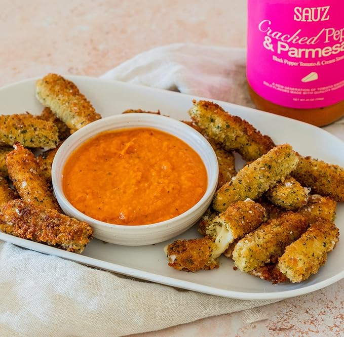 Sauz | Cracked Pepper and Parmesan Sauce (4 Jars) Thick & Creamy- Gluten-Free, Non-GMO, and 100% Delicious - Crafted in Small Batches for Michelin-Star Delight - Clean ingredients