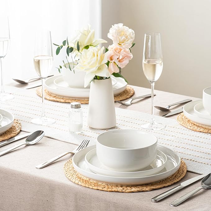 EWFEN Plates and Bowls Sets, 12 Pieces Stoneware Dinnerware Set for 4, Ceramic Dishware Dishes Set, Scratch Resistant Dishes Set, Dishwasher & Microwave Safe