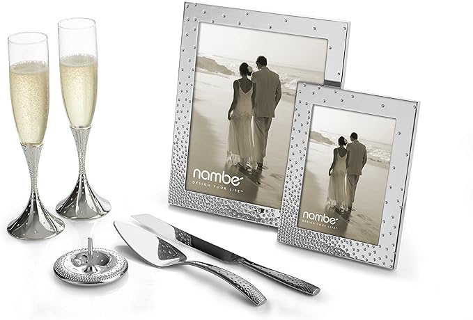 Nambé Dazzle Cake Knife & Server Set – 18/10 Stainless Steel Dessert Serving Utensils with Faceted Handles – Elegant Wedding & Celebration Tableware, Dishwasher Safe, Gift Ready