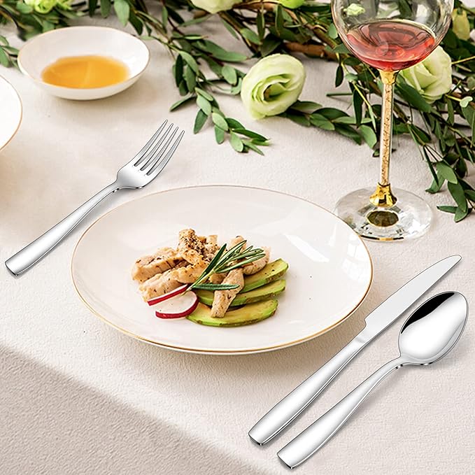 LIANYU 18/10 Stainless Steel Flatware Set for 6, 30-Piece Modern Silverware Cutlery Set, Fancy Square Eating Utensils Forks Spoons Tableware for Home Wedding Entertaining, Dishwasher Safe
