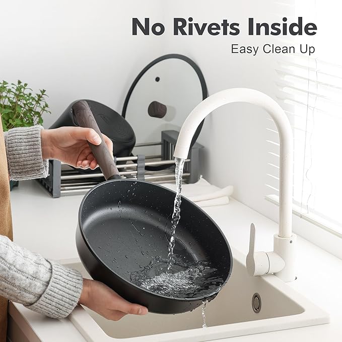 SENSARTE Pots and Pans Set Nonstick Cookware Set Kitchen Cooking Set Non-stick, Dishwasher & Oven Safe, Induction Compatible, Free of Intentionally Added PFOA/PFOS, 13pcs, Black