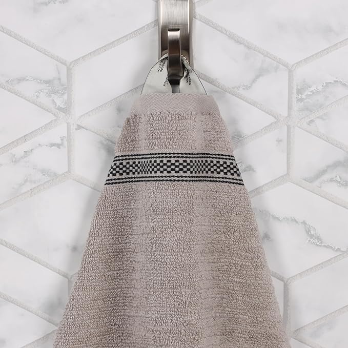 Superior Cotton 8-Piece Towel Set, Zero Twist, Ribbed Geometric, Bathroom Essentials, Shower, Spa, Luxury Plush Soft Absorbent Towels, Includes 2 Bath, 2 Hand, 4 Washcloth/Face Towels, Grey