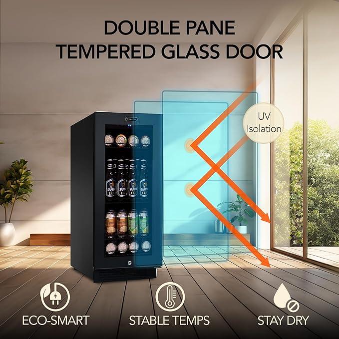 Whynter BBR-801BG Built Beverage Refrigerator and Cooler Mini Fridge with Glass Door with Lock, 3.0 Cubic Feet, Black, 100