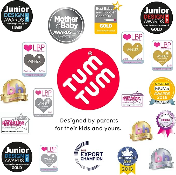 TUM TUM Baby Cutlery Set With Case, Spoon & Fork for Self Feeding, Silicone, 6 Months Plus (Grey)