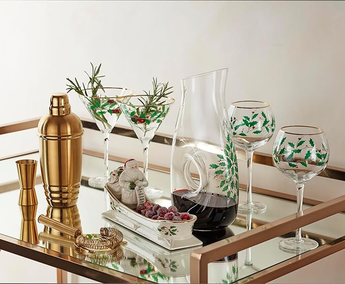 Lenox 895032 Holiday 3-Piece Decanter & Wine Glasses Set, Christmas Dinnerware, Hosting