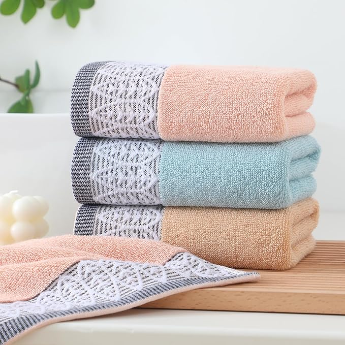 2 Pack Decorative Hand Towels, Leaf Design Cotton, Soft Absorbent Quick-Drying for Bathroom, Kitchen Decor, 13 x 30 Inches (Blue - 2 Pack)