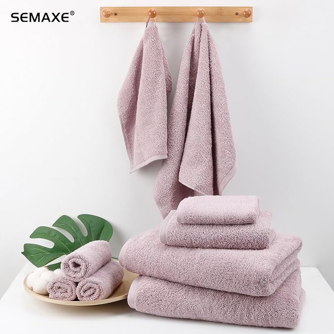 SEMAXE 12 Pack Hand Towels for Bathroom, 100% Cotton Towels with Hanging Loops, Soft and Highly Absorbent, Hand Towel Set for Gym, Shower, Hotel, Spa and Kitchen, Purple