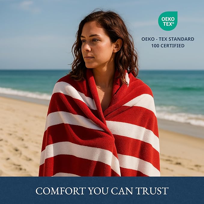 LANE LINEN Large Beach Towel - Pack of 4 Beach Towels Set, 100% Cotton Oversized Beach Towels, Quick Dry Pool Towel Oversized (30' x 60”), Soft & Absorbent, Beach Towel for Women - Red