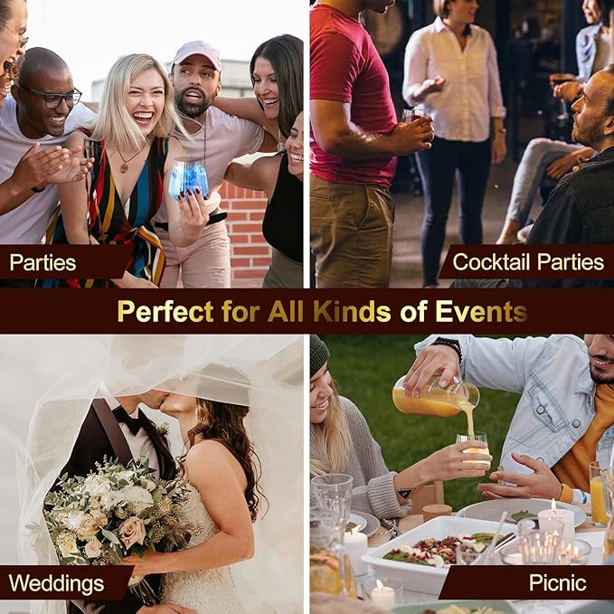 40 Pack Plastic Ribbed Wine Glasses, 14Oz Origami Disposable Wine Glasses Unbreakable Clear Plastic Cocktail Glasses Recyclable Shatterproof Reusable Wine Cups (14oz 40pack)