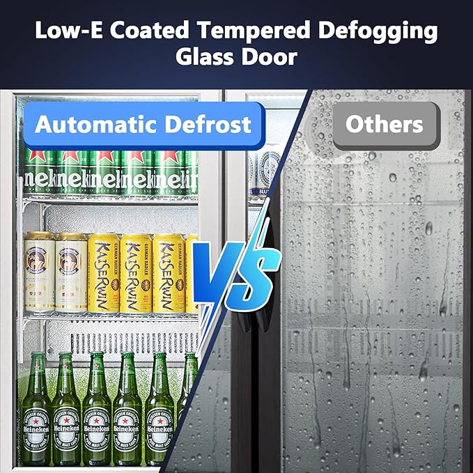 BODEGA BODEGACOOLER Back Bar Cooler With 3 Glass Doors,11.4 Cu.Ft Stainless Steel Commercial Back Bar Fridge with LED Lighting, Counter Height Bar Beverage Cooler for Beer,Soda Drinks,Wine