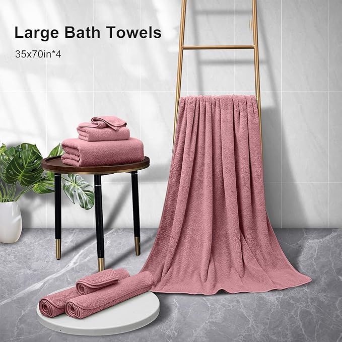 Large Bath Towels 35x70 Inch Extra Large Bathroom Towels Bath Sheets Towels for Adults, Quick Dry Towel Super Soft Absorbent Oversized Towels Microfiber Shower Towels For Spa Gym(4 Pcs Burgundy)