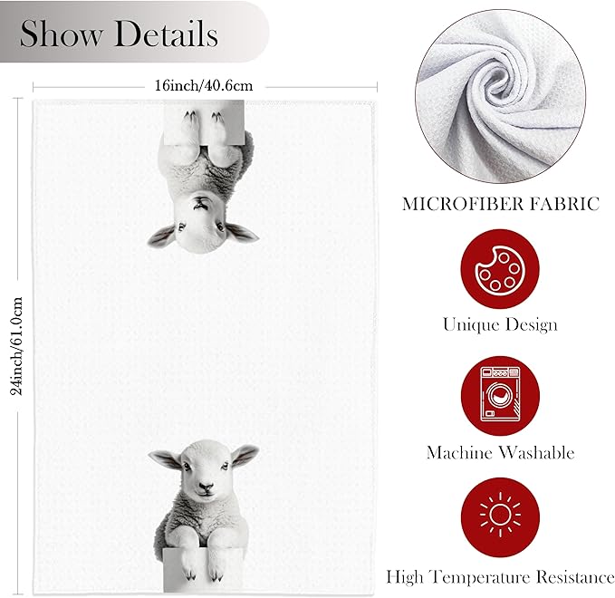 Sheep Hand Towels, 16x24 Inch, Microfiber, Sheep Color