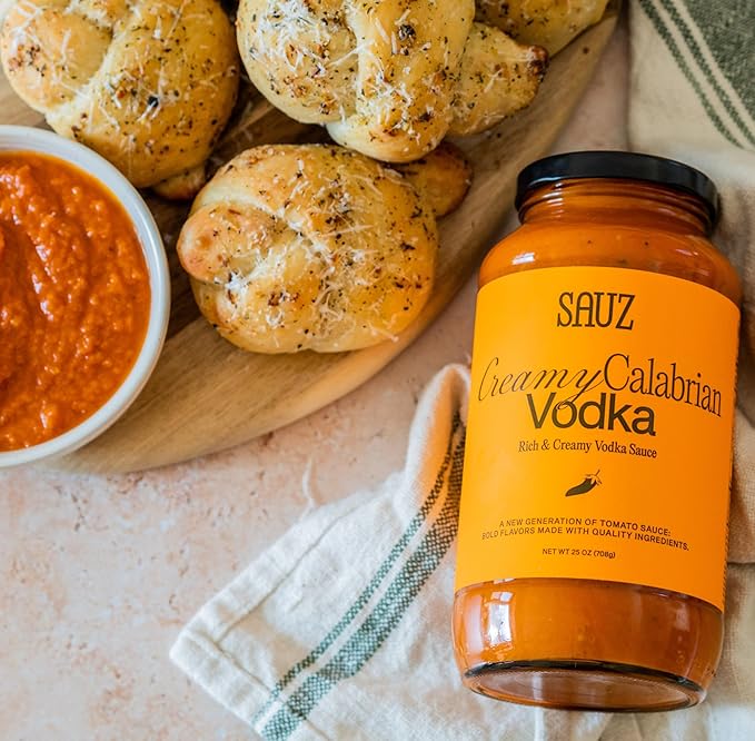Sauz | Creamy Calabrian Vodka Sauce, 25 Oz Jar (4-Pack), Gluten-Free, Non-GMO, Multi-Use Tomato Sauce with Clean Ingredients – Small Batch Pasta Sauce
