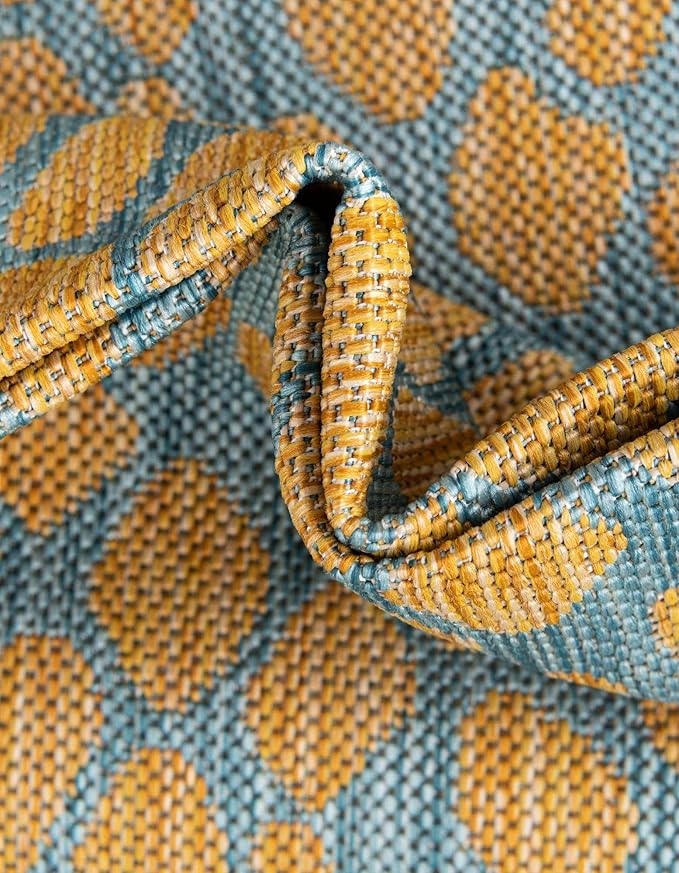 Jill Zarin Jill Zarin Outdoor Collection Area Rug - Cape Town (2' x 6' Runner Yellow and Aqua/Light Blue)