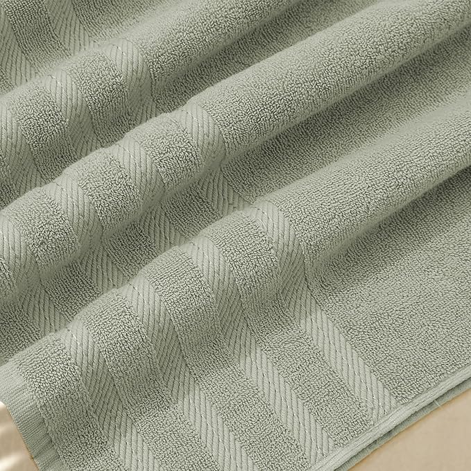 Hearth & Harbor Bath Towels for Bathroom - 100% Ring Spun Cotton Luxury Bathroom Towels - Soft & Highly Absorbent 4 Bath Towels, Sage Green