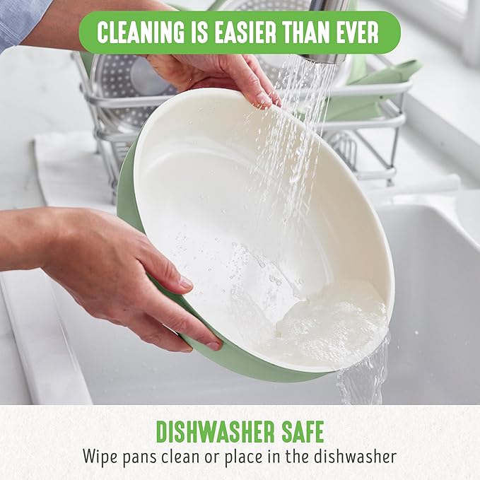 GreenLife 10 Piece Nonstick Pots & Pans Set, Detachable Handle & Stackable Cookware Set, Non Toxic PFAS-Free Skillets, Induction Kitchen Pans, Space Saving, Serving Bowls, Oven Safe, Sage Green