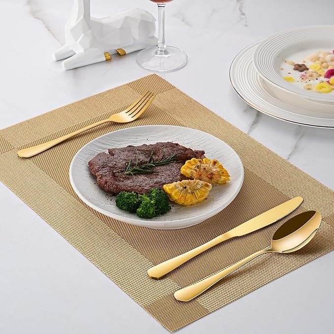 Gold Dinner Forks Set, 8-Piece 8 Inch PVD Gold Stainless Steel Cutlery Forks,Golden Metal Fork for Home Party Or Wedding,Dishwasher Safe Golden Table Fork Set