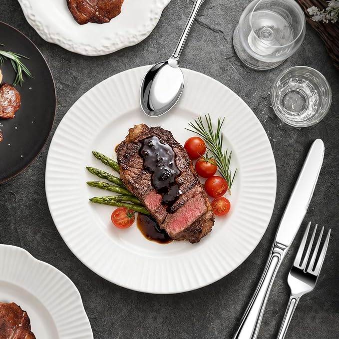 Silverware Set for 8, Heavy Duty Stainless Steel Cutlery Set with Wide Handles, Mirror Polished Utensils Spoons and Forks Set for Kitchen,Dishwasher Safe (Silver, 40 Pieces for 8)