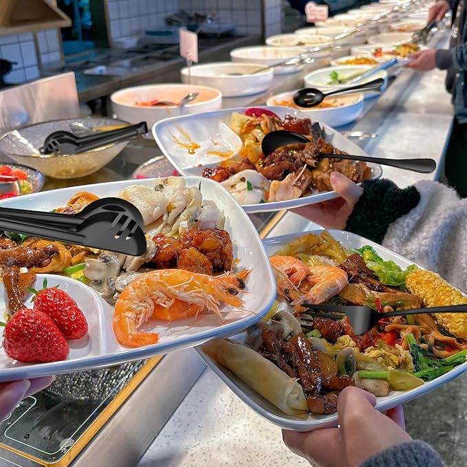 36-Piece Stainless Steel Serving Utensil Set – Complete Buffet Essentials with Spoons, Forks, Tongs, Ladle & More. Perfect for Wedding, Holiday, Catering, and Family Gatherings (Black)