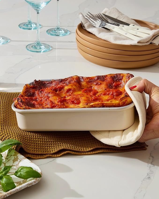 Caraway Nonstick 9” x 6.5” Small Rectangle Baking Pan Duo – Non-Toxic, PTFE & PFOA Free – Aluminized Steel Core – Deep Ceramic Baking Pan for Casseroles, Lasagna & More - Black