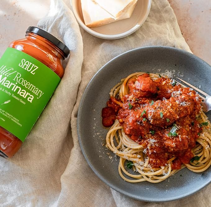 Sauz | Wild Rosemary Marinara Sauce, 25 Oz Jar (4-Pack), Gluten-Free, Non-GMO, Bold Flavor, Multi-Use Made with Clean Ingredients – Small Batch Tomato Sauce