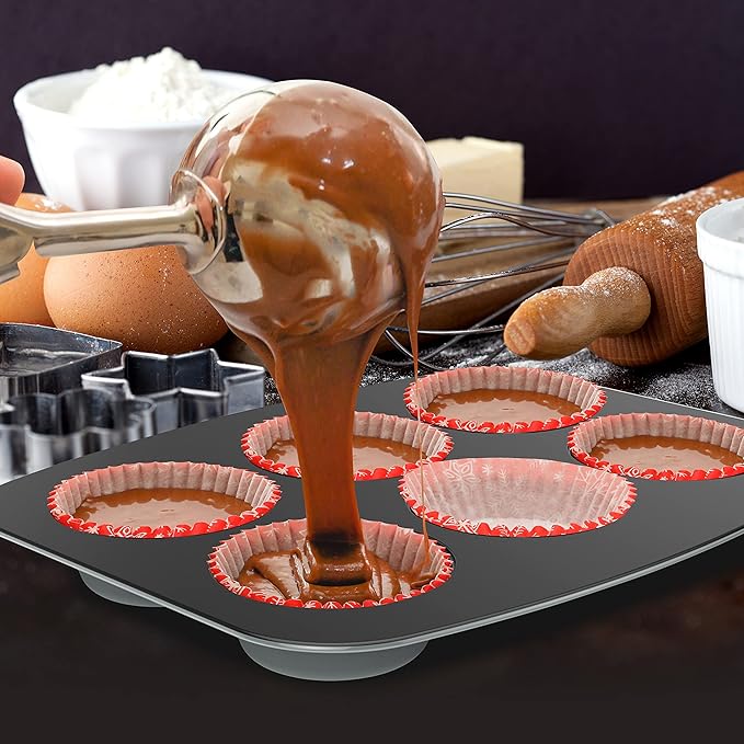 NutriChef 8-Piece Nonstick Stackable Bakeware Set - PFOA, PFOS, PTFE Free Baking Pans Set w/Non-Stick Coating, 450°F Oven Safe, Round Cake, Loaf, Muffin, Wide/Square Pans, Cookie Sheet (Gray)