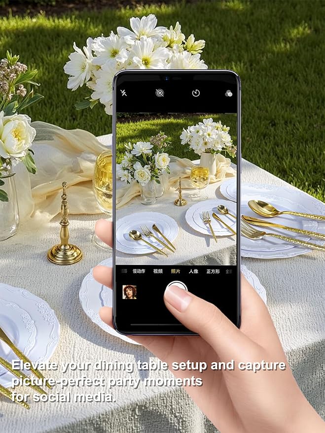 U-QE 180 PCS Gold Plastic Forks - 7.7 Inch Hammered Heavy Duty Plastic Forks - Elegant Gold Plastic Silverware - Perfect for Parties & Weddings and Other Daily Events