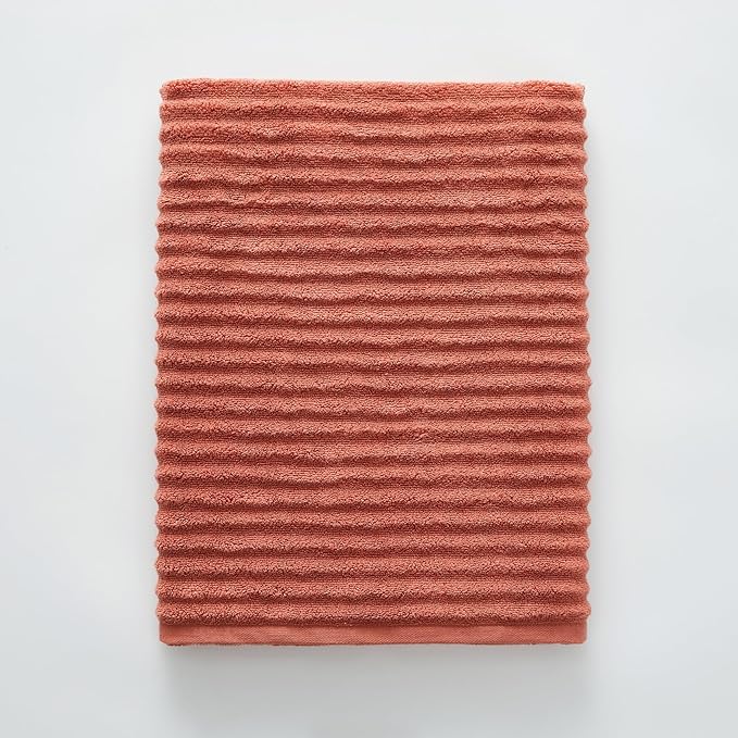 Blue Loom Ribbed Bath Sheet & Towel, 100% Cotton 600 GSM, Soft Absorbent Durable Quick Drying Bath Sheet & Bath Towel Set for Bathroom - Mason Set of 2 Terracotta Red (65" x 45" & 58" x 30")