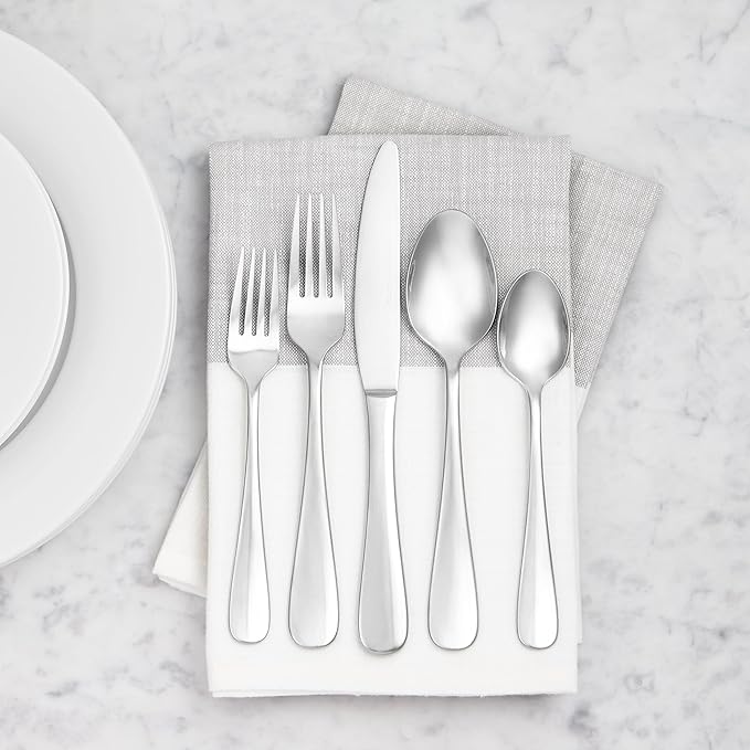 Amazon Basics Stainless Steel Dinner Spoons with Round Edge, Large Tablespoons, 7.9 inches, 10 Pack of 12, 120 count total, Silver