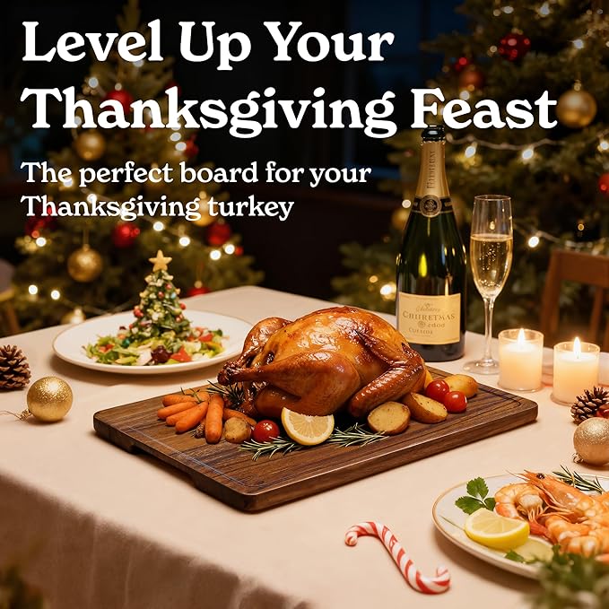 SMIRLY Walnut Wood Cutting Boards for Kitchen, Set of 3 with Holder Large - Small, Walnut Wooden Cutting Board Set with Deep Juice Grooves, Non Toxic Serving Tray, Perfect Mother's Day Gifts