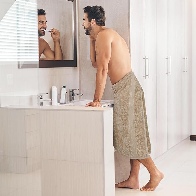 Large Bath Towels Set of 6 – 100% Cotton Terry – 24" x 50" – Quick Dry, Soft & Highly Absorbent – Beige Towels for Bathroom, Gym, Spa, Pool & Daily Use