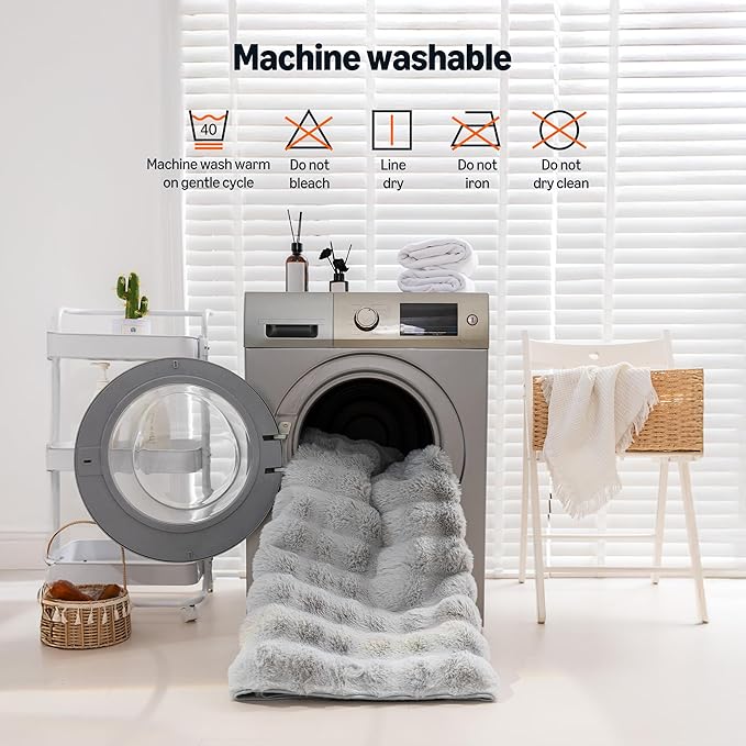 Amazon Basics Indoor Area Rug, 3D Bubble Washable Home Decor Carpet for Living Room, Bedroom, 6' W × 9' L, Grey