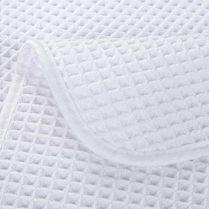 POLYTE 430 GSM Microfiber Lint Free Hand Towel, 16 x 30 in, 4 Pack (Waffle Weave)