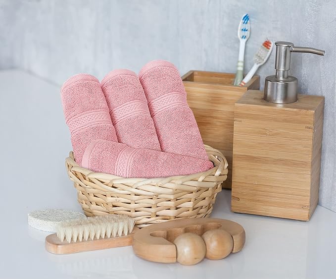 Utopia Towels 8 Piece Luxury Towel Set – Majestic Plush, Super Absorbent & Quicker-to-Dry, Thick 100% Ring Spun Cotton Towels for Bathroom, Spa & Hotel – 2 Bath, 2 Hand, 4 Washcloths, Dusty Pink