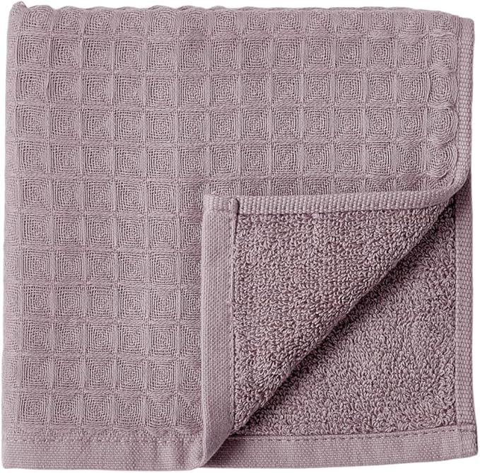UCHINO Waffle Twist Cotton Weave Towel Set for Bathroom – 2 Bath, 2 Hand, 2 Washcloths, Lightweight Absorbent Quick Dry Honeycomb Texture Solid Terry Loop Reverse, 6 Piece, Orchid