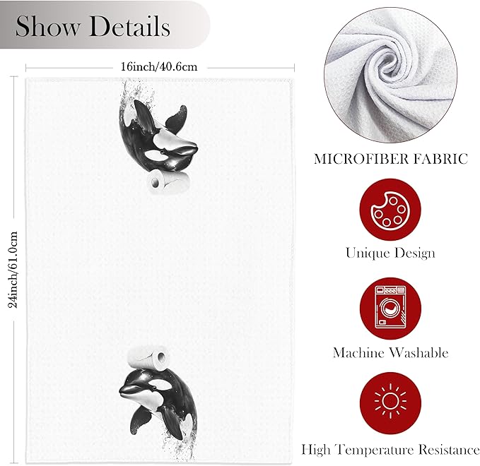 Dolphin Hand Towels for Bathroom, Ocean Animals Bathroom Hand Towels, Dolphin Lover Bathroom Decor, Beach Hand Towels for Bathroom, Funny Hand Towels, Dolphin Gifts, 16x24 Inch