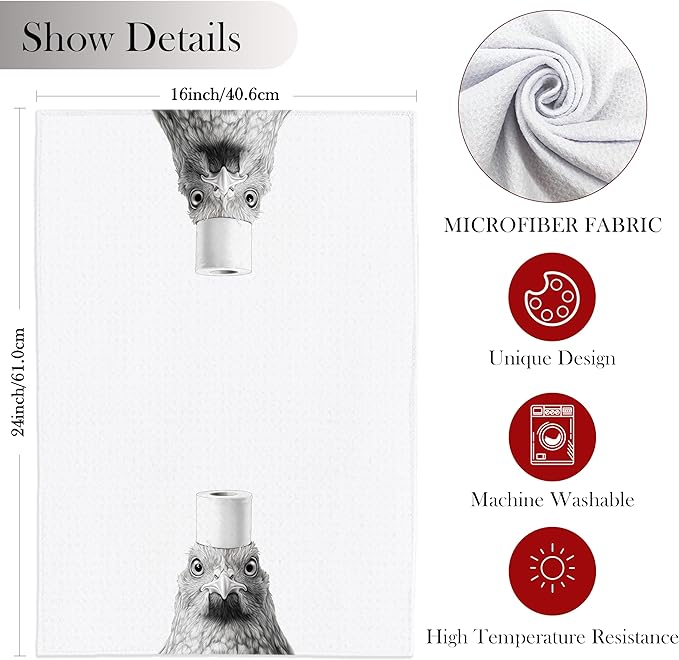 Chicken Hand Towels for Bathroom, Funny Chicken Bathroom Hand Towels, Chicken Decor, Chicken Gifts for Women Chicken Lovers, Funny Chicken Gifts, Chicken Lady Gifts, 16x24 Inch