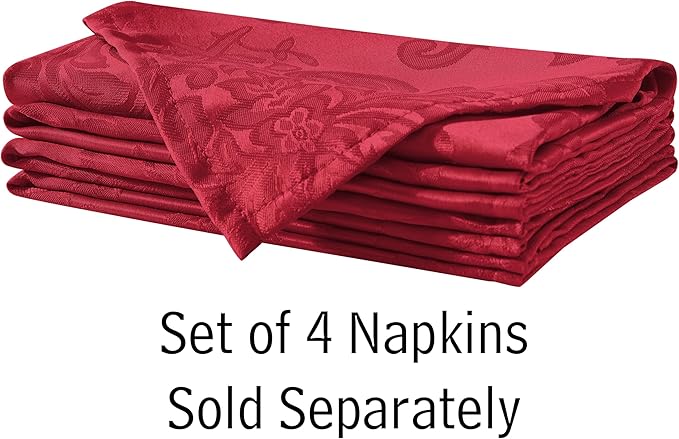 Newbridge Christmas Barcelona Damask Fabric Tablecloth, 52 x 52 Inch Square, Red – No Iron, Soil Resistant Table Cover for Dining, Parties and Holidays