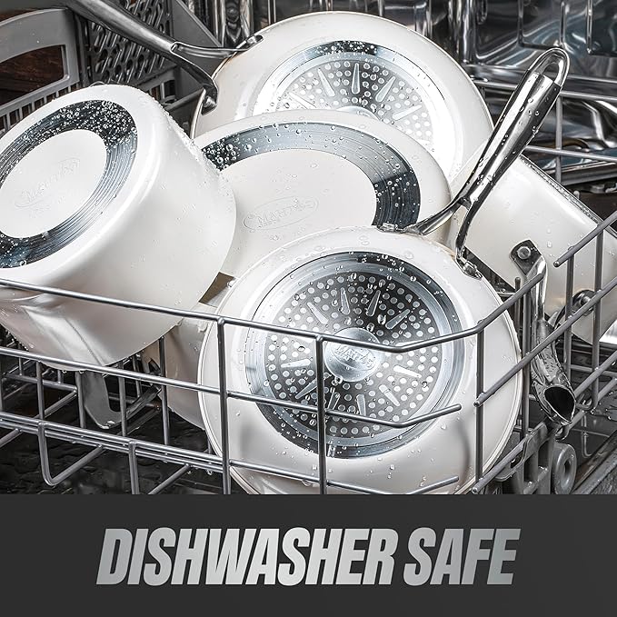 Gotham Steel 20pcs Pots and Pans Set Non Stick Ceramic Cookware Set with Deep Frying Pan Set & 6pc Knife Set, Improved Ti-Cerama Coating Made without PFOA PFOS Lasts 2x Longer, Oven & Dishwasher Safe